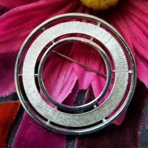 Vintage Parco open circle brooch pin silver tone